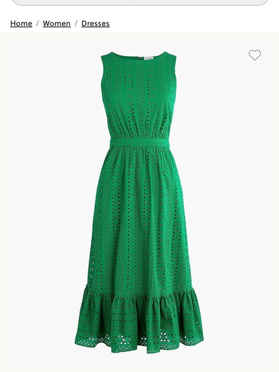 J. Crew Dresses & Skirts - J. Crew Green Eyelet Sleeveless Midi Dress with Ruffle Hem